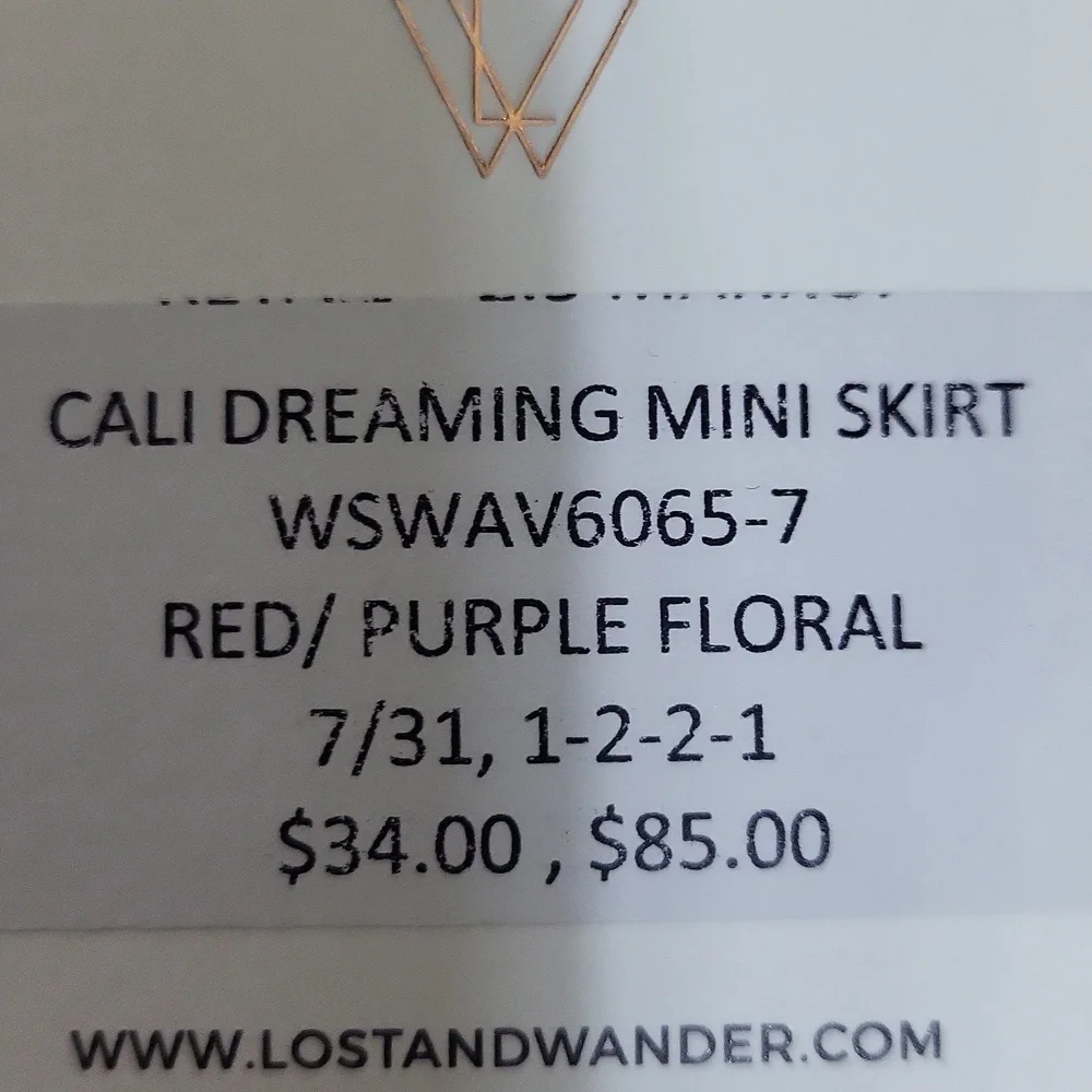 LOST + WANDER Orange Purple Floral CALI DREAMING MINI SKIRT (wear as Strapless)